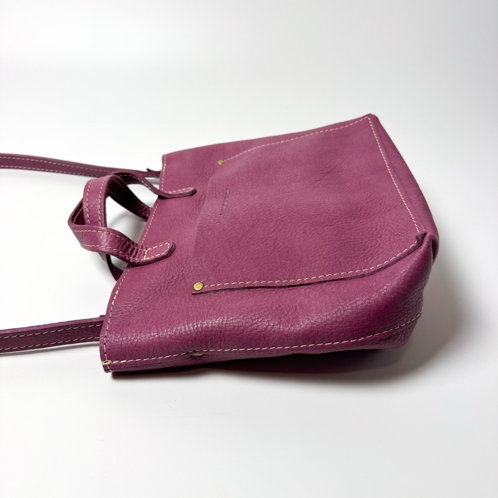 Portland Leather Goods Purple Mulberry Zipper Leather Mini Tote Crossbody Bag - Picture 5 of 8